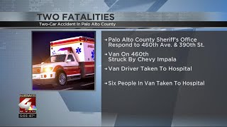 2 dead, several injured in 2-vehicle accident in Palo Alto County on Thursday
