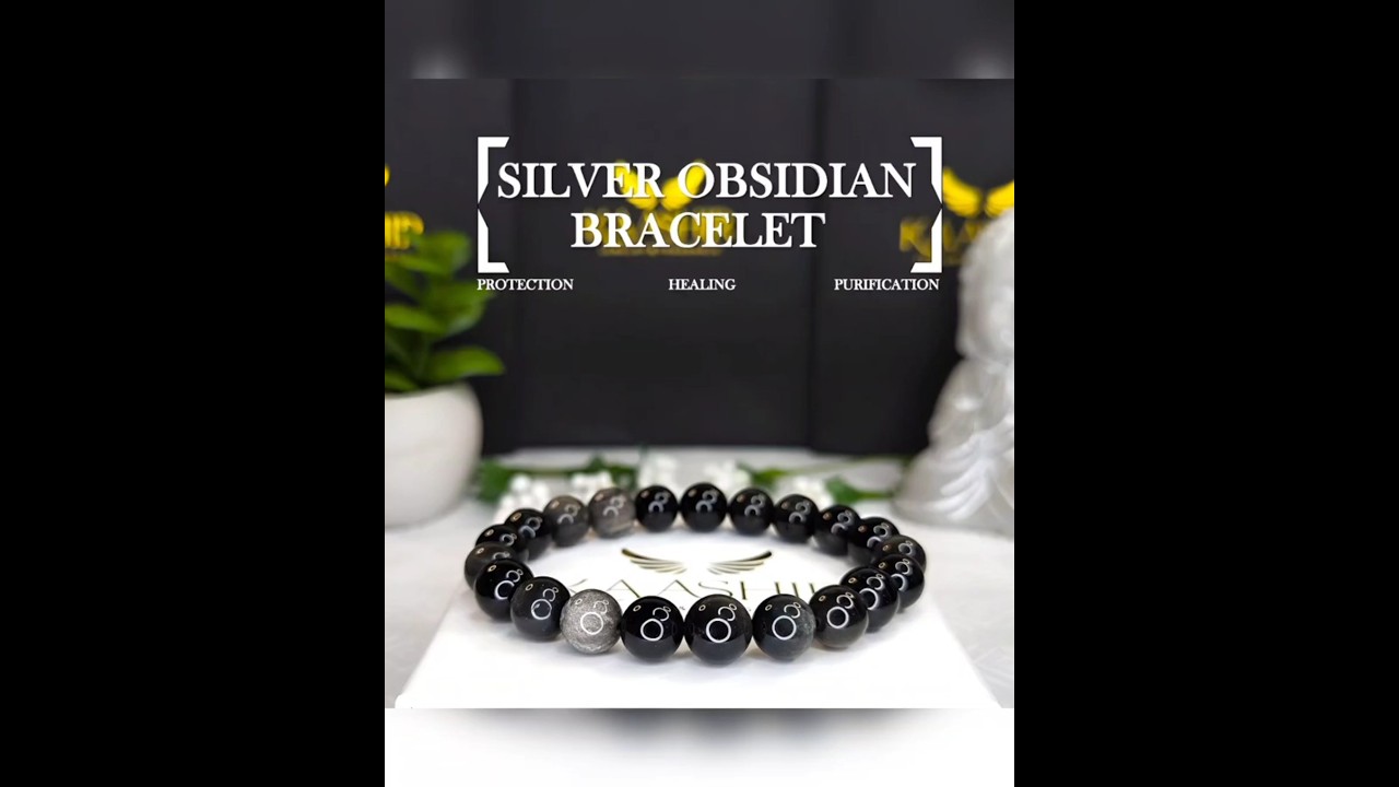 Gemstone |Silver Obsidian Bracelet |Handmade Beaded Stone Jewelry Unisex @KaashirJewelryFragrance