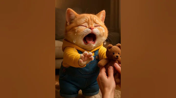 Watch the video about Kitten sadly watching its toy bear taken for washing 🐱😢🧸🧺💦