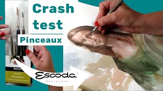TEST Pinceaux Escoda Signature collection Ale Casanova - Perla, Versatil et Chronos - démo Joconde