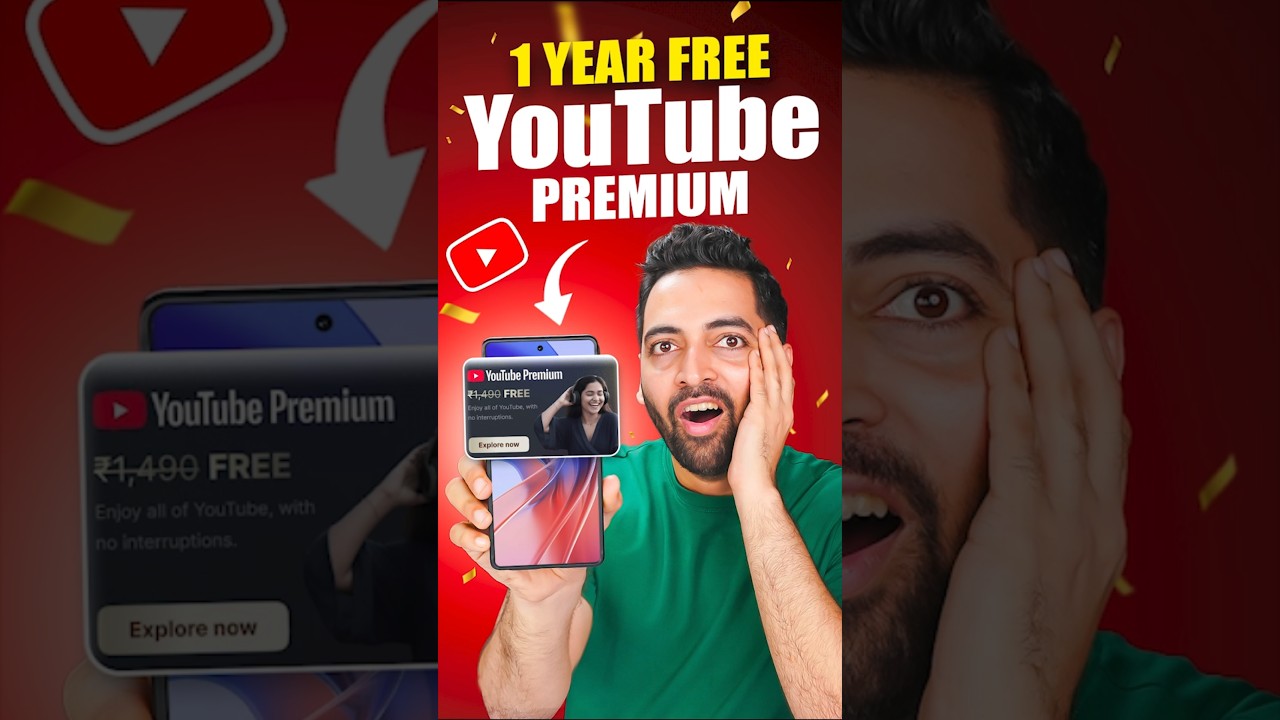 1 Year Free YouTube Premium 👌Shorts