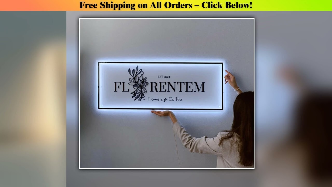 Custom Business Logo LED Sign Backlit Acrylic 3D Rectangle Wall Decor for Beauty Salon Office