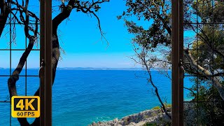 Turn Your TV Into a Greek Beach Window View | 4K Ocean Sounds & Coastal Ambience