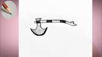 How to draw an axe step by step so easy||turgut kulhada drawing||kulhadi Art