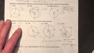 Unit 10 - Central and Inscribed Angles Notes