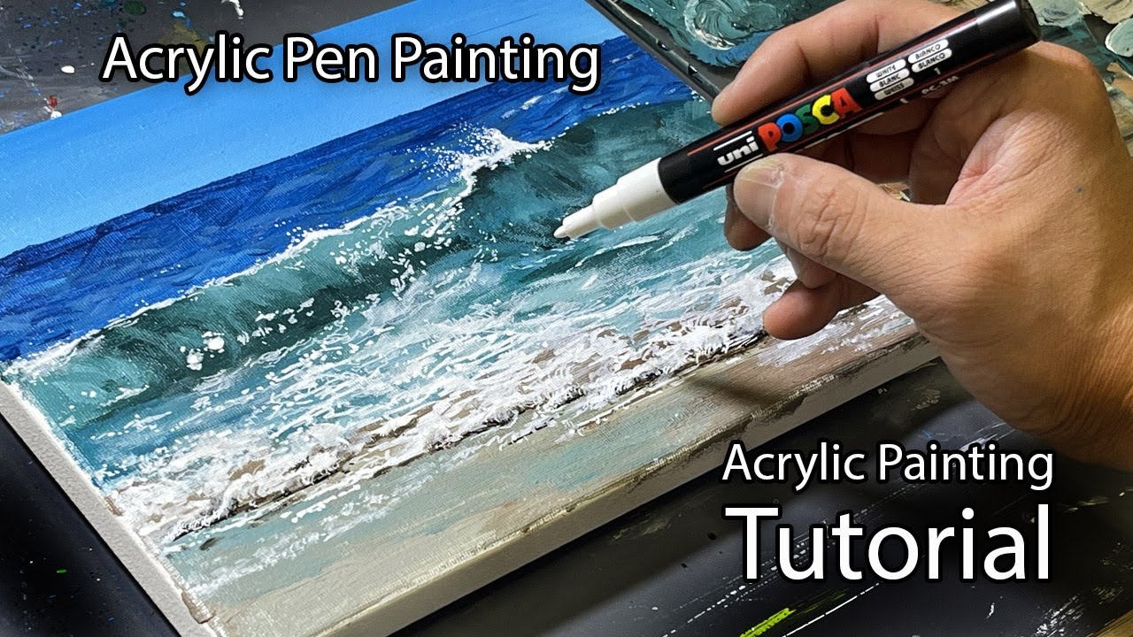 Creating a Mesmerizing Sea Wave Acrylic Painting Using an Acrylic ...