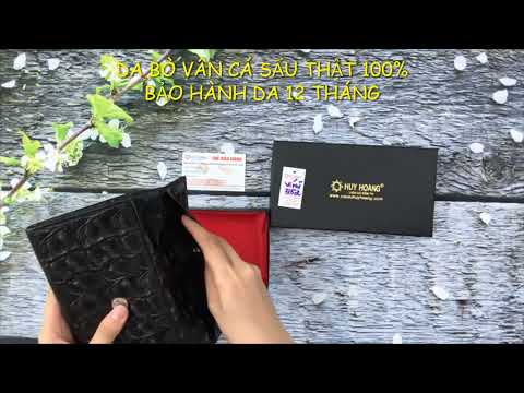 Video Ví/Bóp nữ da bò Huy Hoàng vân cá sấu lớn 3 gấp màu đen... - youtube