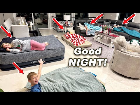 Family Of 6 Sleeps Overnight In The Living Room!