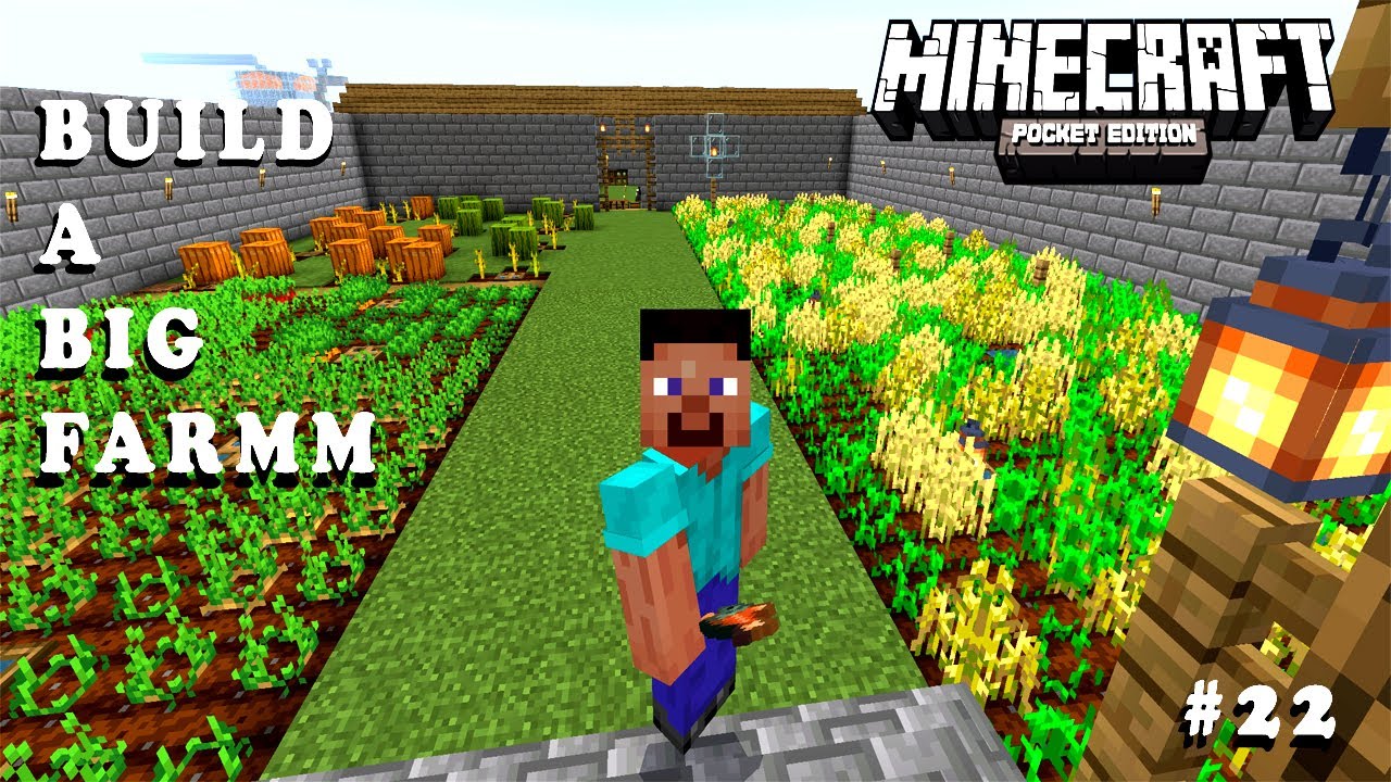 Build A Big Wheat Beatroot & Potatos Farm in Minecraft P.E | #22 - YouTube