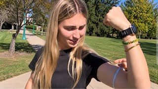 Female College Student Does Grip Strength Test, Measures Biceps and Arm Wrestles Guy #girlvsboy
