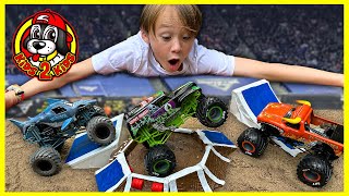 SUPER Monster Truck Toys MESSY COMPILATION - Obstacle Course, Racing &amp; DIY Arena Freestyle Challenge