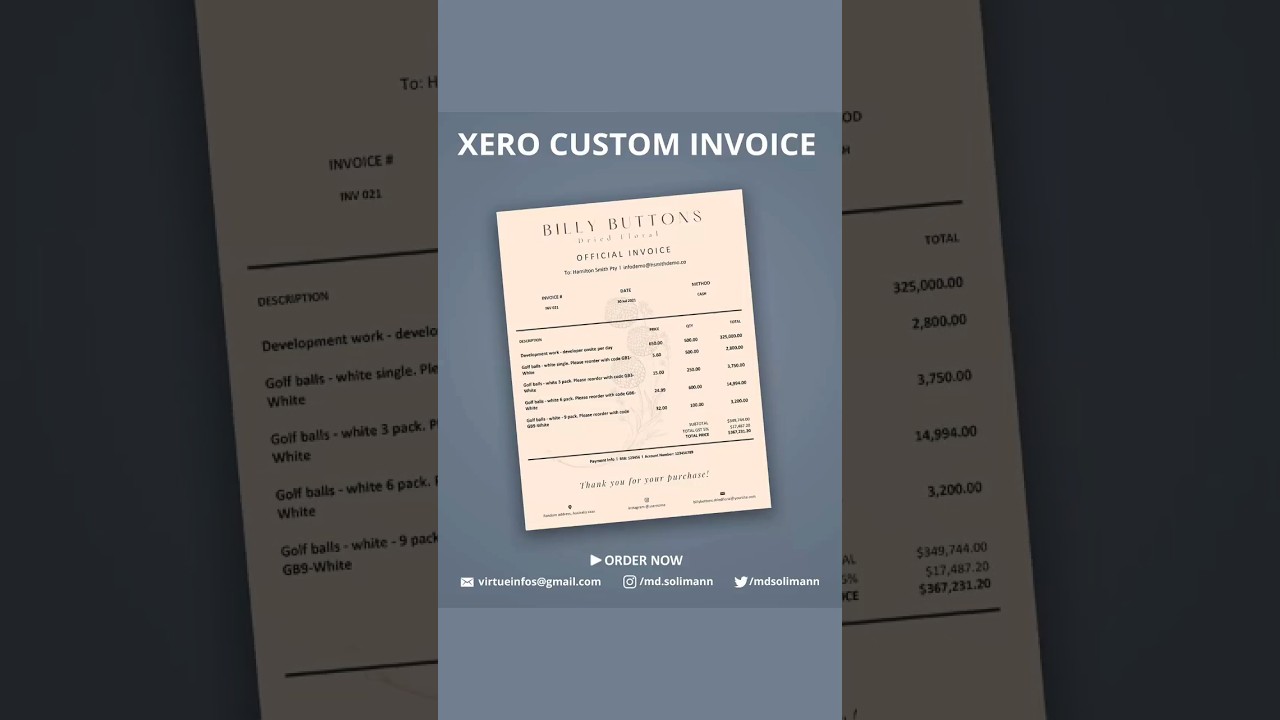 Custom Branded Invoice Template For Xero 