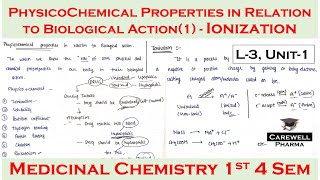physicochemical properties in relation to biological action (Part-1) | L-3, U-1 | Medicinal Chem 1
