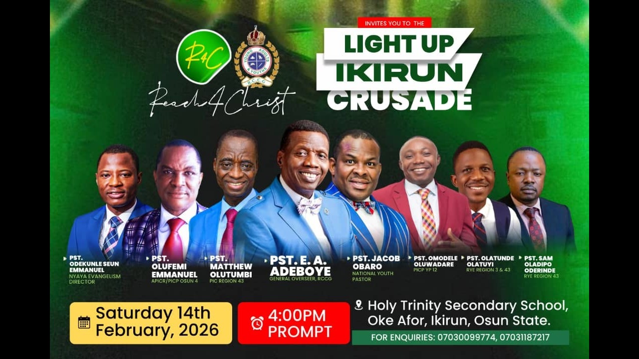 LIGHT UP IKIRUN CRUSADE || 14TH FEBRUARY 2026 || #Reach4Christ #LightUpCrusade #PastorAdeboye