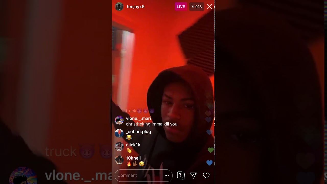 Teejayx6 records new song on Live (strapped up)