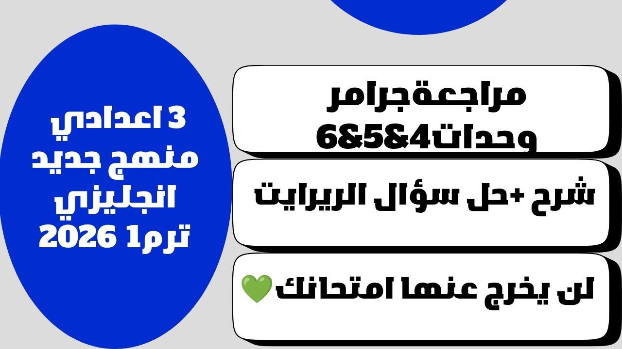 مراجعة جرامر إنجليزي تالته إعدادي منهج جديد 2026|انجليزى ٣اعدادى|اضمن ٦ درجات على الجرامر🚀