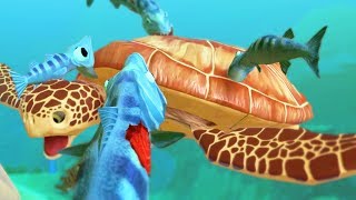 BARRACUDA FAMILY vs SEA TURTLE - Feed and Grow Fish - Part 94 | Pungence