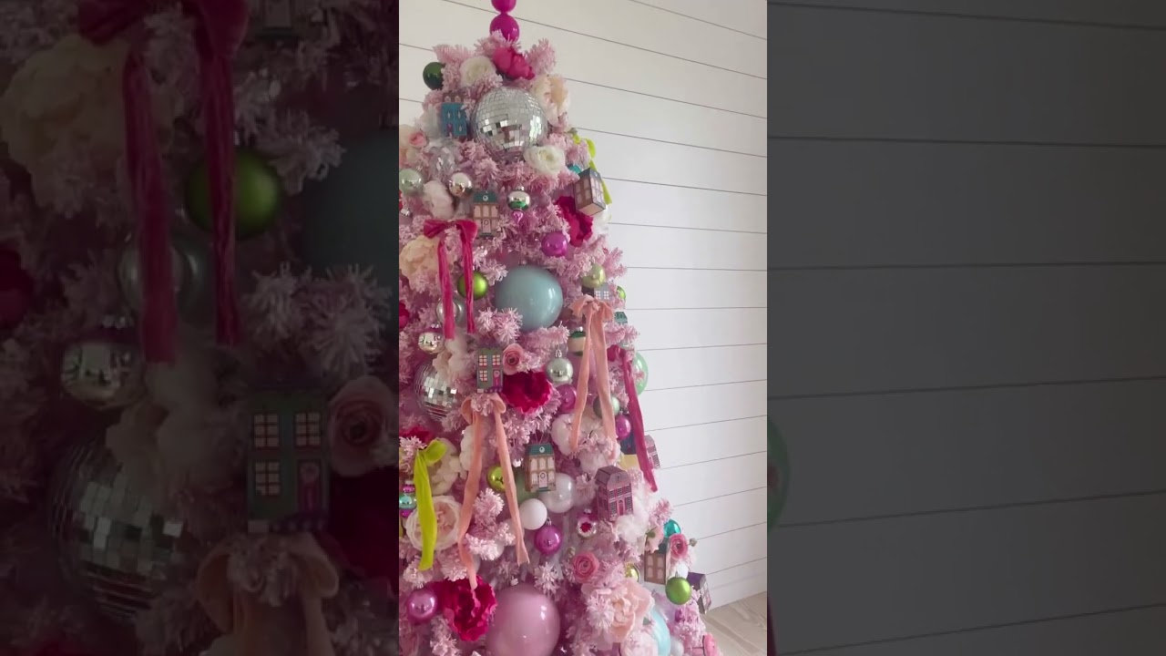 Pink Christmas Tree with Advent Calendar Ornaments in the Craft Studio - Country Peony 