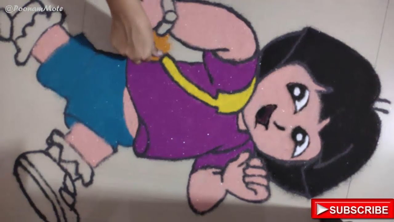 Dora the Explorer cartoon rangoli | cartoon rangoli for kids ...