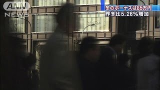 冬のボーナスの平均は約85万円　伸び率バブル期以来(14/12/19)