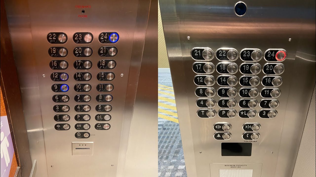 Поездка на лифтах Westinghouse/Schindler в Hyatt Regency, центр Майами, Флорида.