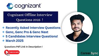 Cognizant Technical Interview Questions 2025 | GenC, GenC Pro & GenC Next | Offline Interview #genc