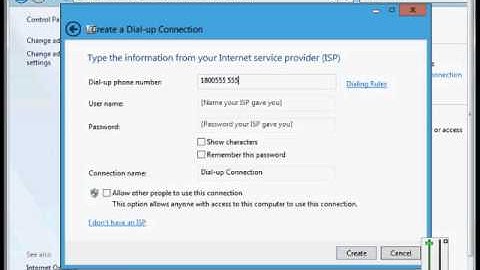 How to setup a dial up connection in Microsoft Windows 8