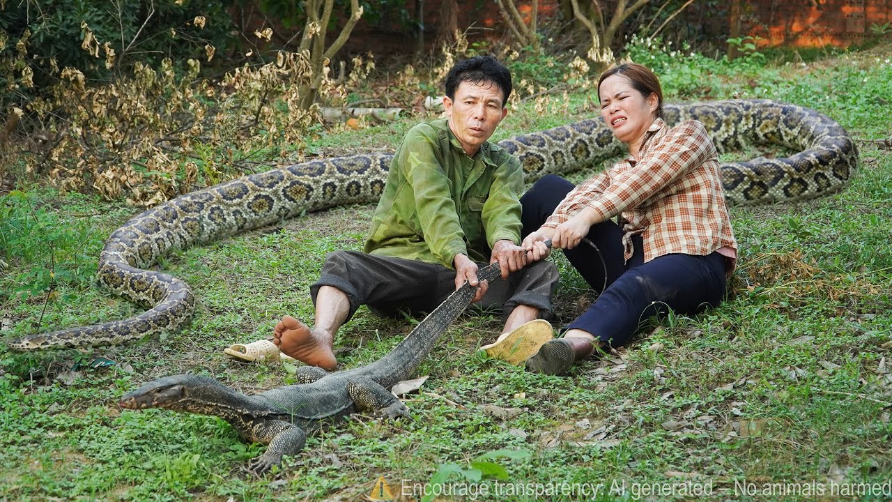 Giant Python Invades Farm: 72 Hours Hunting Monitor Lizards, Harvesting Fresh Duck Eggs for Market!