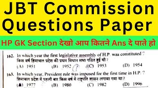 JBT Commission Questions Paper HP GK Section Post code 721