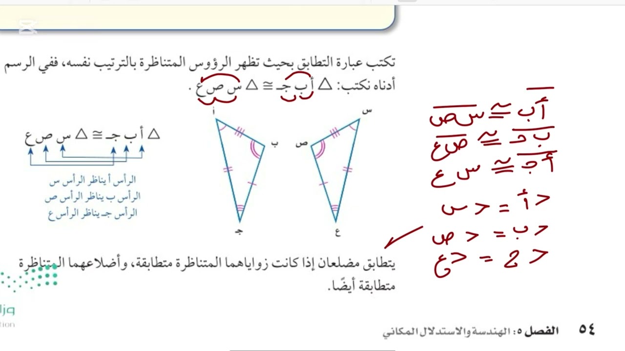 تطابق المضلعات رياضيات ثاني متوسط الفصل الدراسي الثاني