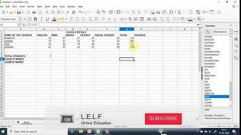 Working with Functions in Libre Office Calc - Class IX CBSE Sub:IT Code:402