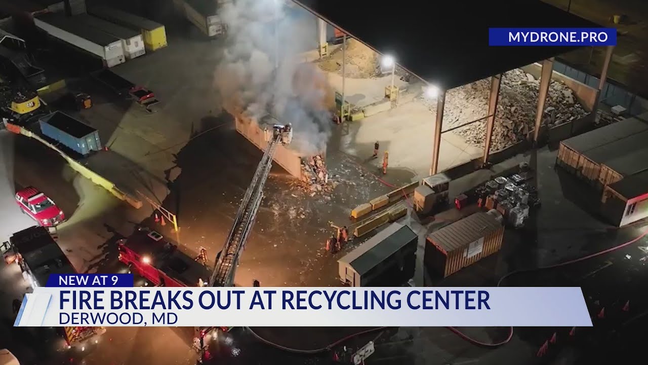 Montgomery County firefighters battle recycling center fire - YouTube