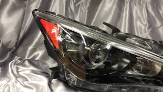 日産 V37 スカイライン ブラック塗装＆LED加工 純正ドレスアップヘッドライト Nissan Skyline V37 BK&LED Customheadlights