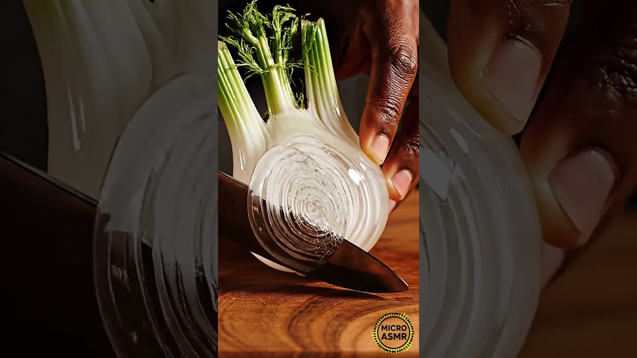Crystal-Glass Fennel Bulb ASMR | Ultra-Realistic 8K Slicing & Relaxing Visuals