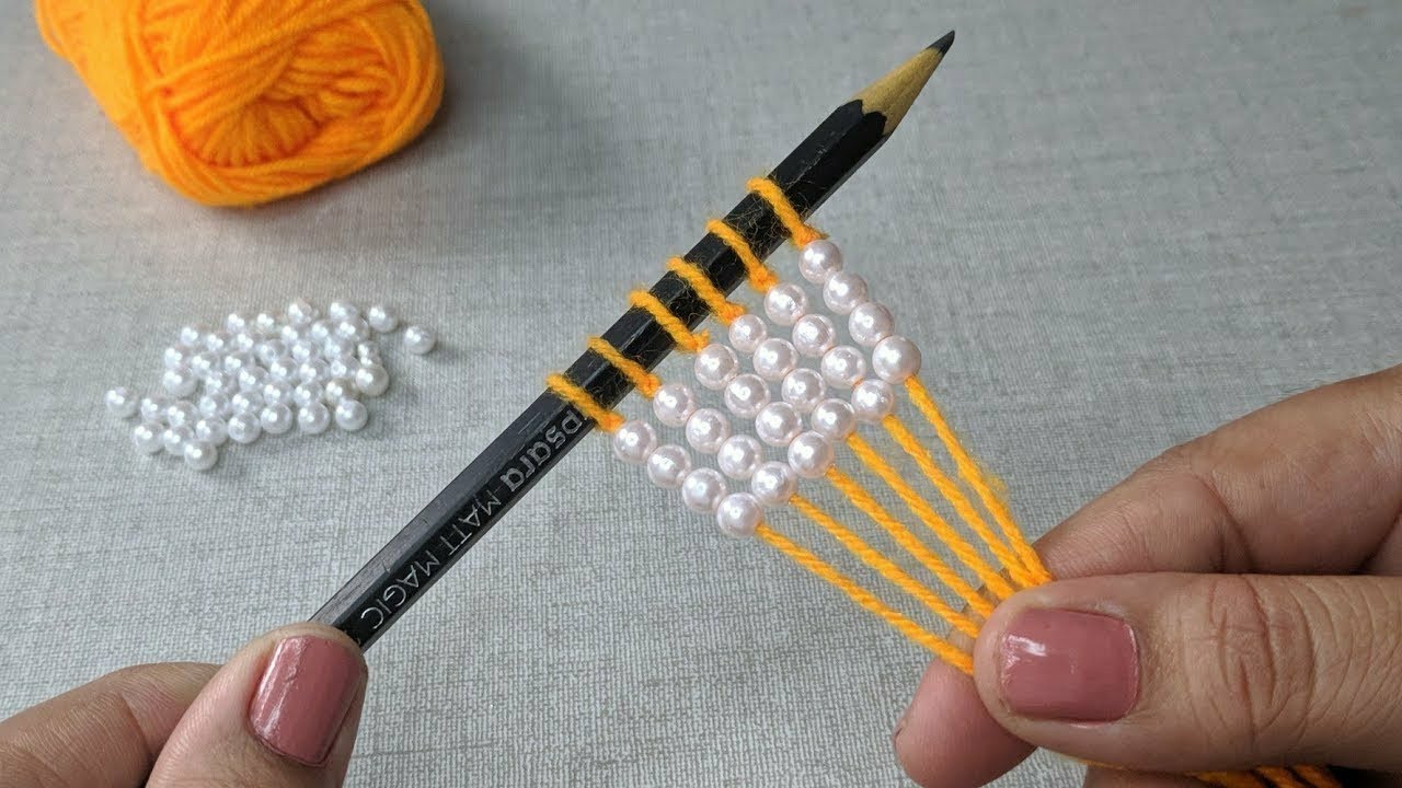 New Hand Embroidery Flower design idea. Super Hand Embroidery Flower design trick with pencil