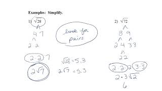 day 2 Simplifying Radicals NOTES with video