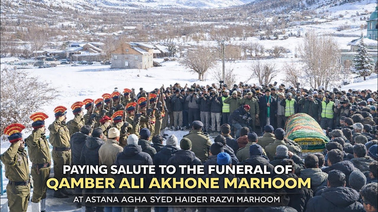 Paying salute to the funeral of Marhoom Qamber Ali Akhone at Astana Agha Syed Haider Razvi Sankoo