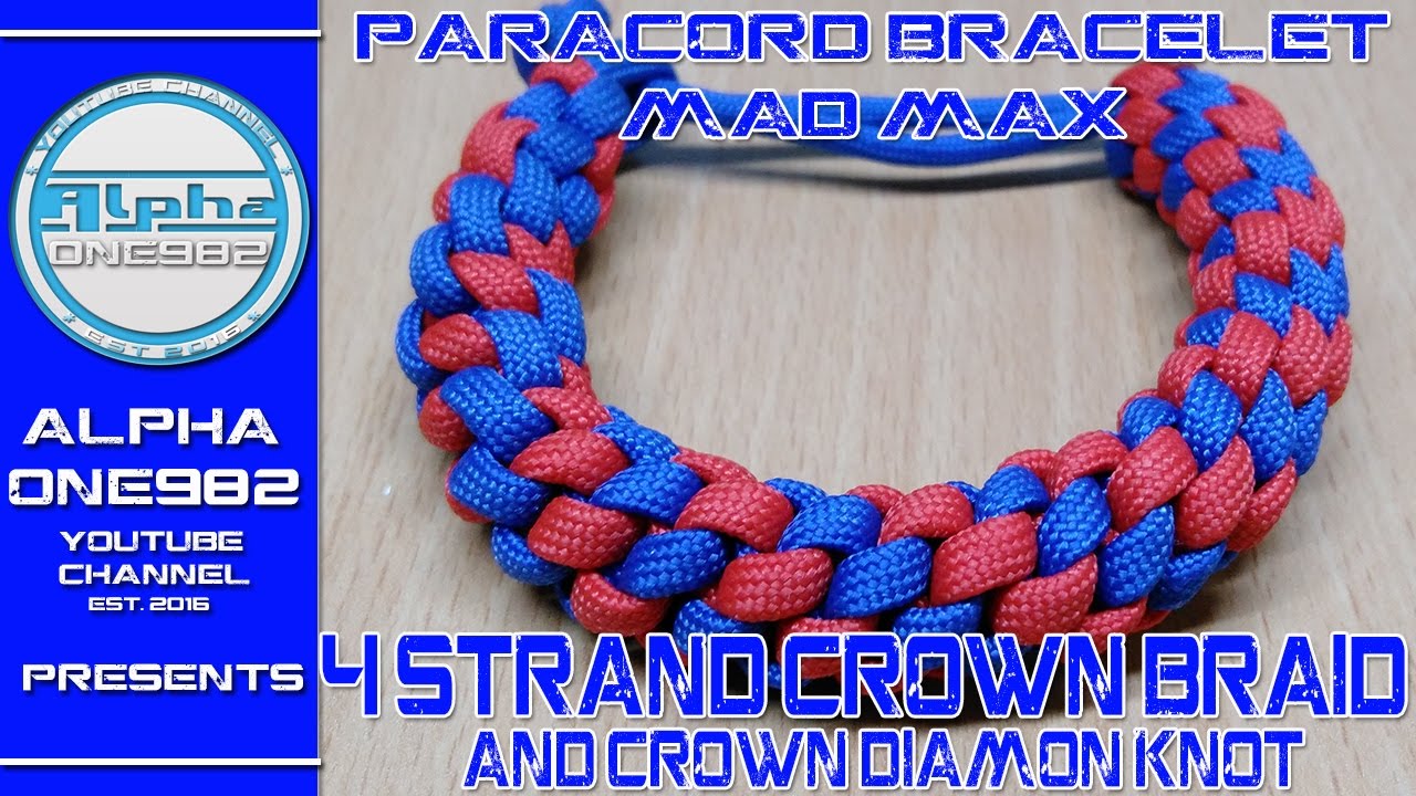 How to Make a 4 Strand Crown Sinnet Braid Paracord Bracelet Mad Max Style 2017 - YouTube