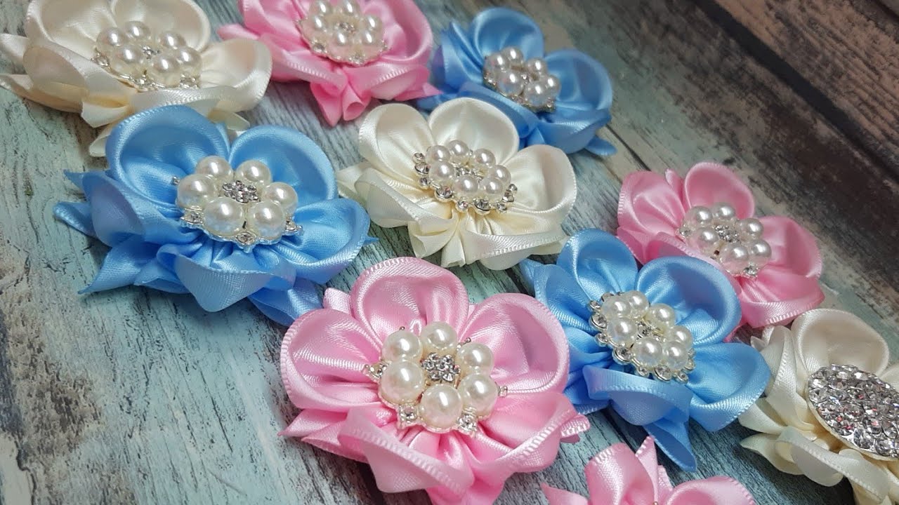 como hacer unas flores hermosas pequeñas  con listón satin |paso a pasó |