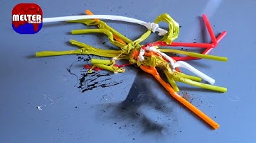 Melting  plastic drinking straw