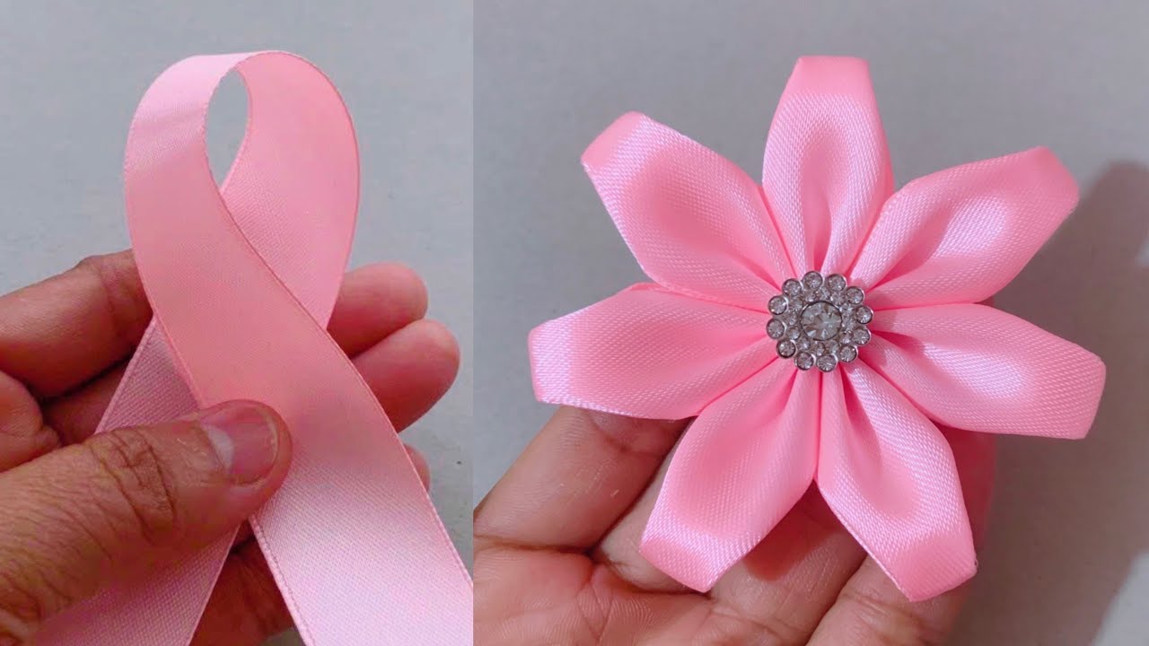 Super Easy!! Flower Making Ideas with Ribbon | Handmade diy ribbon ...