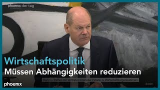Pressekonferenz: Bundeskanzler Scholz mit Vertretern von int. Finanz- und Wirtschaftsorganisationen