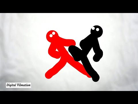 Stickman fight, conflict with the use of, Stock Video