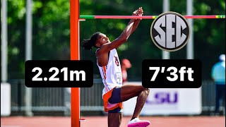 Auburn High Jumper Dontavious Hill Jumps 2.21m (7’3) | SEC High Jump Final