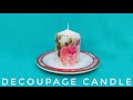 Decoupage  candle using ricepaper