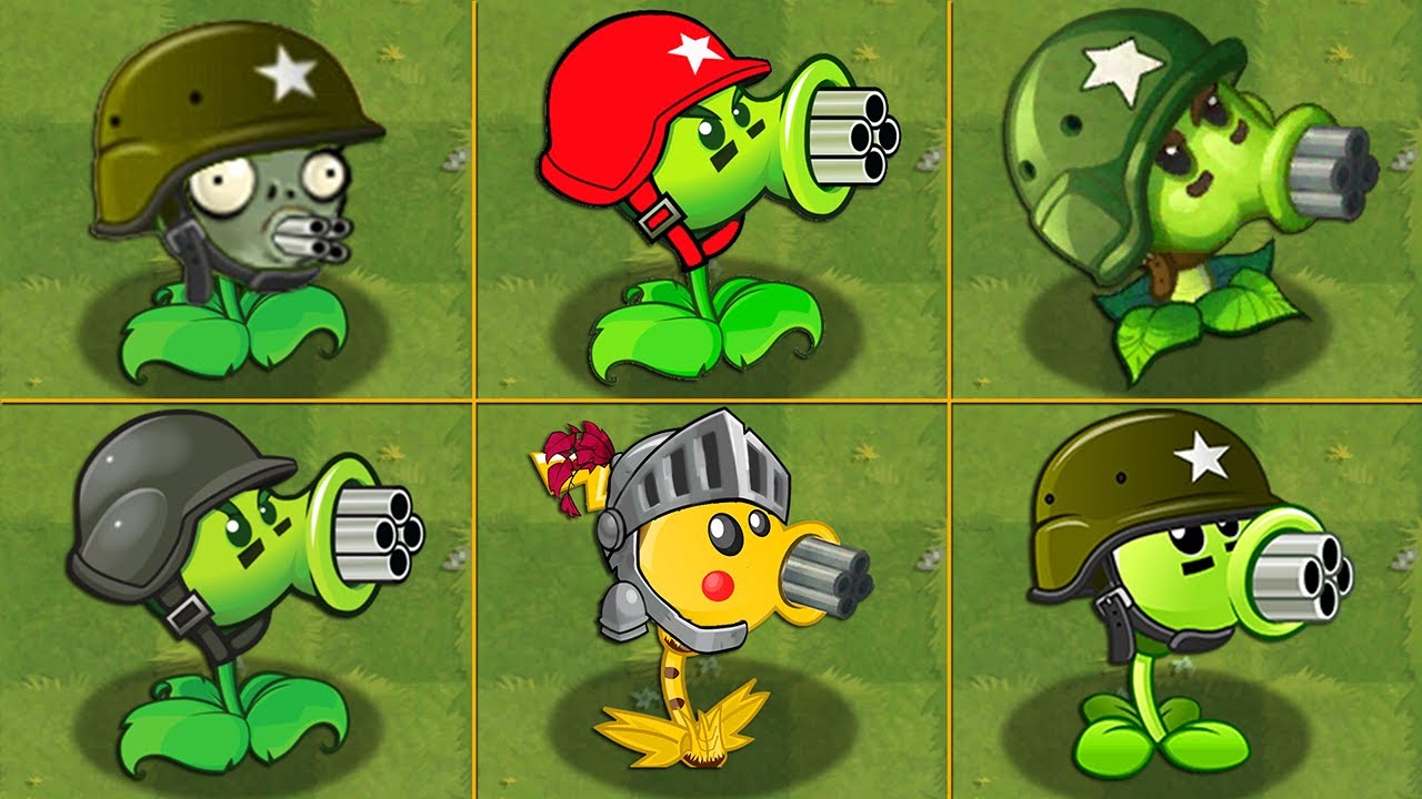 100% PvZ All Gatling PEA Plants Attack Zombies Fight! - PvZ Mod Plants ...