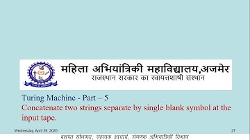 Turing Machine Part – 5 Concatenation of two strings separated by single blank symbol at input tape.