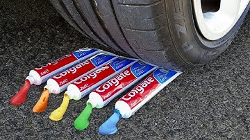 Crushing Crunchy & Soft Things by Car! EXPERIMENT CAR VS RAINBOW TOOTHPASTE