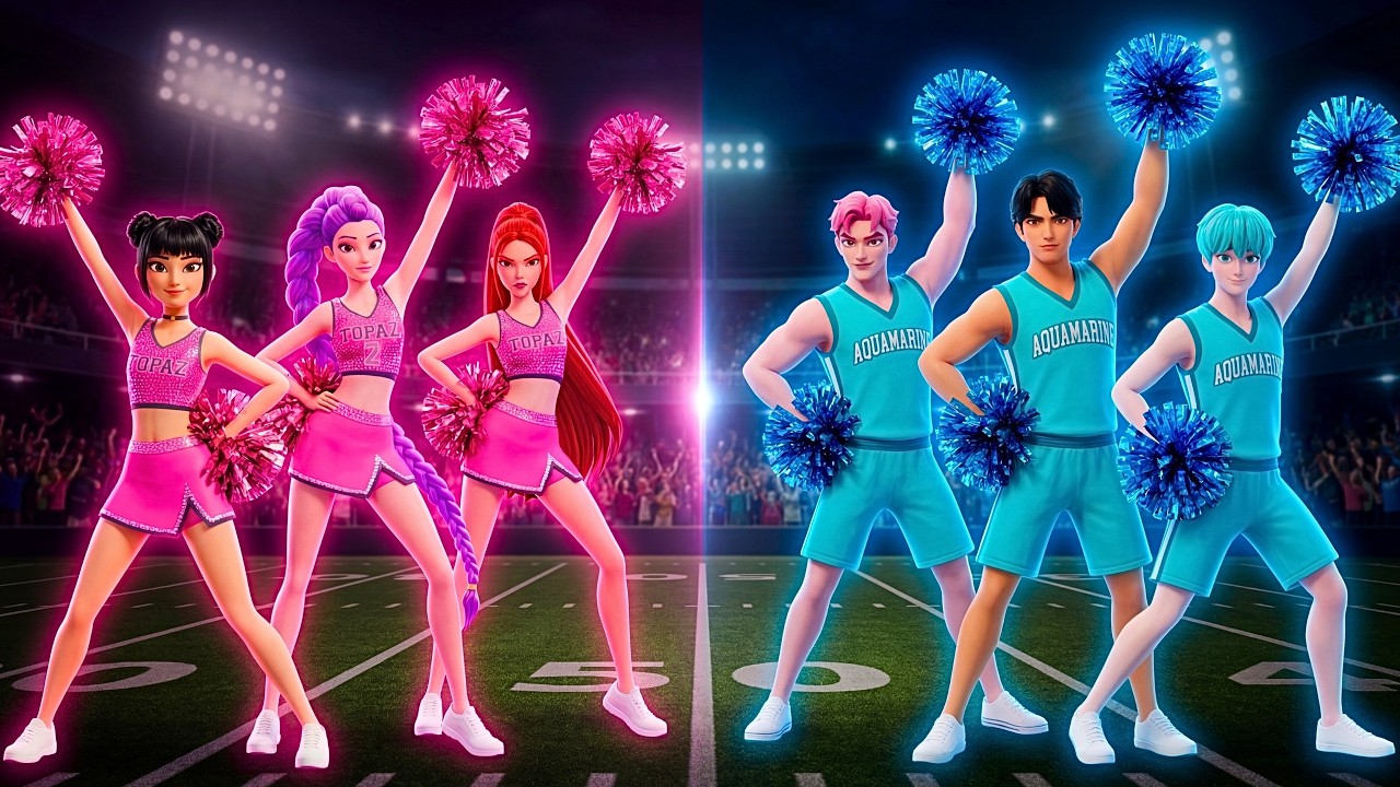 Pink Topaz VS Aquamarine​​. Cheerleading Battle - KPOP Demon Hunters