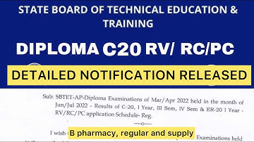 AP DIPLOMA C20 RV RC PC NOTIFICATION RELEASED | IMPORTANT DATES INFO